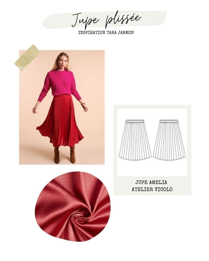 Jupe plisée rouge - Amelia d'Atelier Vicolo