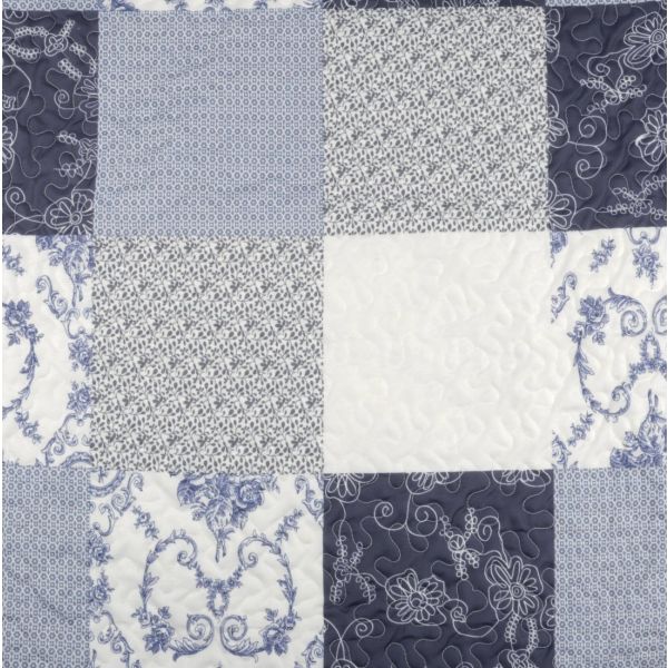 Tissu matelassé patchwork bleu